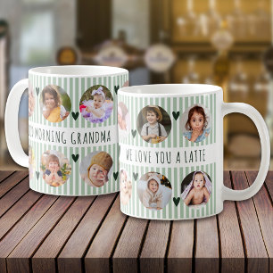 12 Photo Sage Green Striped Good Morning Grandma Coffee Mug