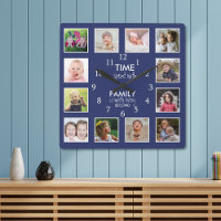 12 Photo Template Time With Family Quote Blue