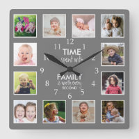 12 Photo Template Time With Family Quote Gray