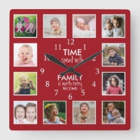 12 Photo Template Time With Family Quote Red