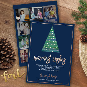 12 Photo - Warmest Wishes Christmas Tree Ornaments Foil Holiday Card