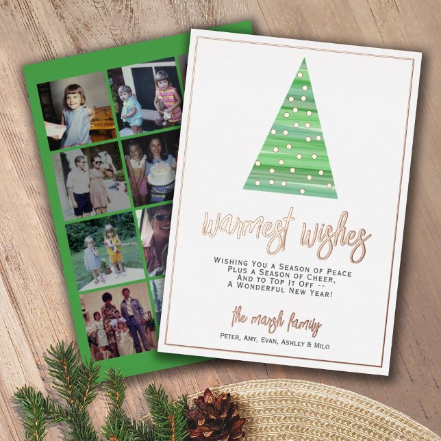 12 Photo - Warmest Wishes Christmas Tree Ornaments Foil Holiday Card (Creator Uploaded)