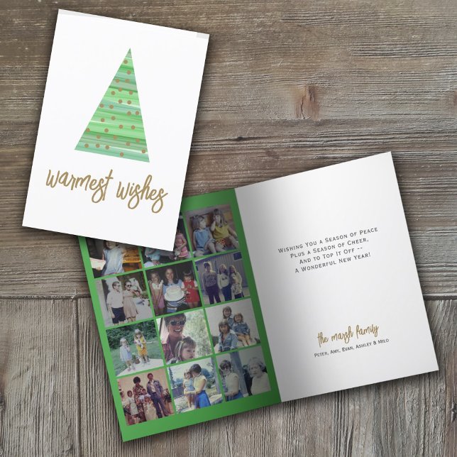 12 Photo - Warmest Wishes Christmas Tree Ornaments Holiday Card (Creator Uploaded)