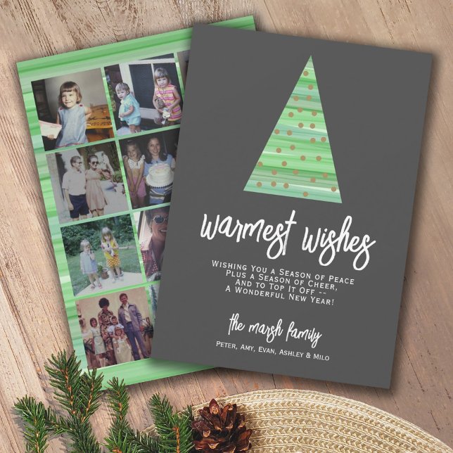 12 Photo - Warmest Wishes Christmas Tree Ornaments Holiday Card (Creator Uploaded)