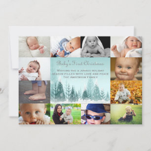 12 Photo Winter Landscape Collage - 5x7 Baby Holiday Card