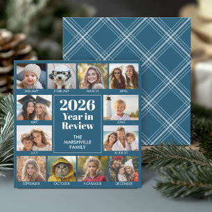 12 Photo Year in Review - 2026 Blue Holiday Card