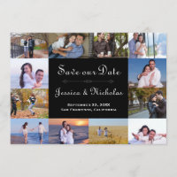 12 Photos Collage Black - 5x7 Save the Date