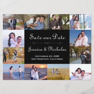 12 Photos Collage Black - 6x8 Save the Date