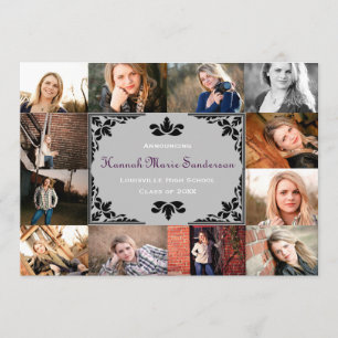 12 Photos Graduation Collage-5x7 Grad Announcement