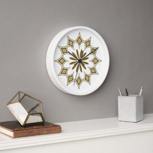 12 Point Gold and White Diamond Star Flower Clock