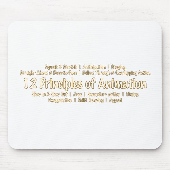 12 Principles of Animation for Animators Design Mouse Mat (Front)