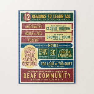 12 Reasons to learn ASL. Puzzle. Jigsaw Puzzle