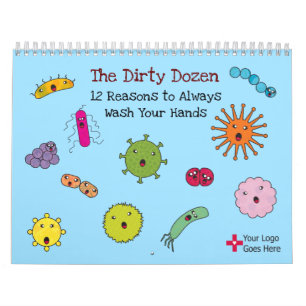 12 Reasons to Wash Your Hands Cute Germ Calendar
