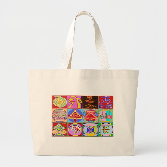 12 Reiki n Karuna Reiki Healing Designs Large Tote Bag (Front)