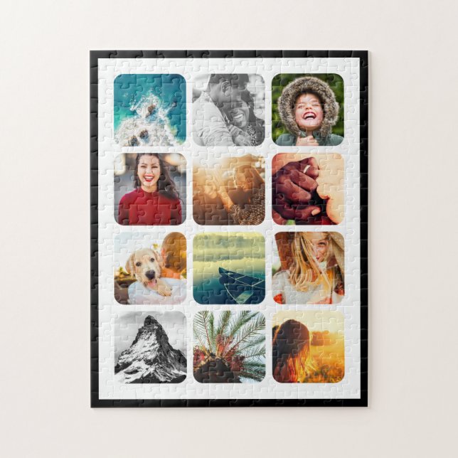 12 Round Photo Template Grid Frame Puzzle (Vertical)