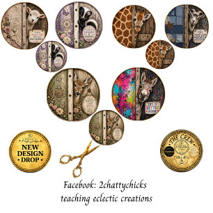 12" Round Rustic Farmhouse Whimsical Door Peekers  Wrapping Paper Sheet