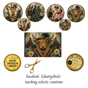 12" rounds Gatsby Giraffe Highland & Flamingo Wrapping Paper Sheet