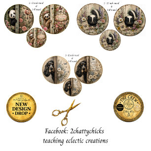 12" Rounds Woodland Panda Sloth Skunk Dog Wrapping Paper Sheet