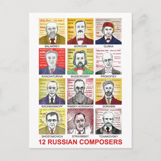 12 Russian Composers Postcard (Front)