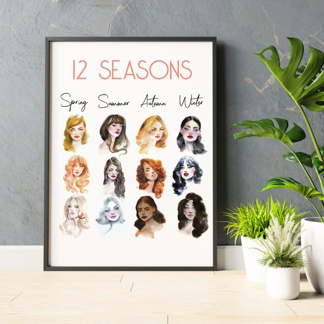 12 Season Types Seasonal Colour Analysis Art Poster (Creator Uploaded)