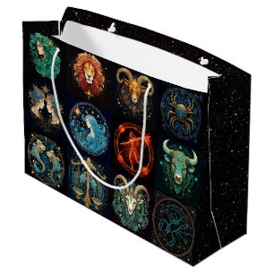 12 Signs of the Zodiac Beautiful Birthday Large Gift Bag