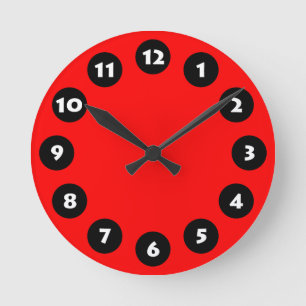 12 Spots - Black, White and Red Round Clock