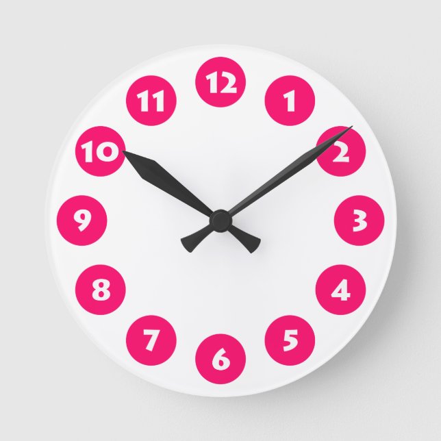 12 Spots - White with Neon Red on White Round Clock (Front)