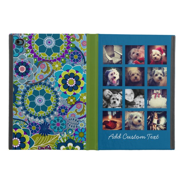 12 square photo collage colourful floral pattern iPad mini 4 case (Outside)