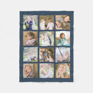 12 Square Photo Collage Editable Color Fleece Blanket