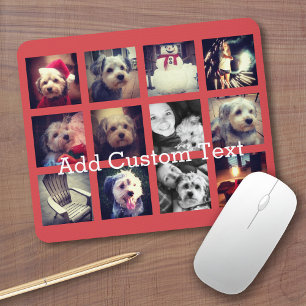 12 square photo collage with cayenne background mouse mat