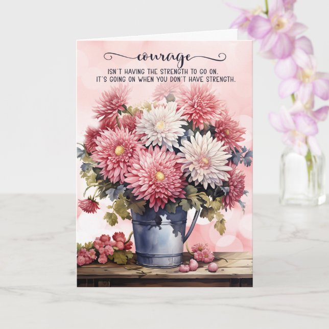 12 Step Encouragement Pink Chrysanthemums Card (Orchid)