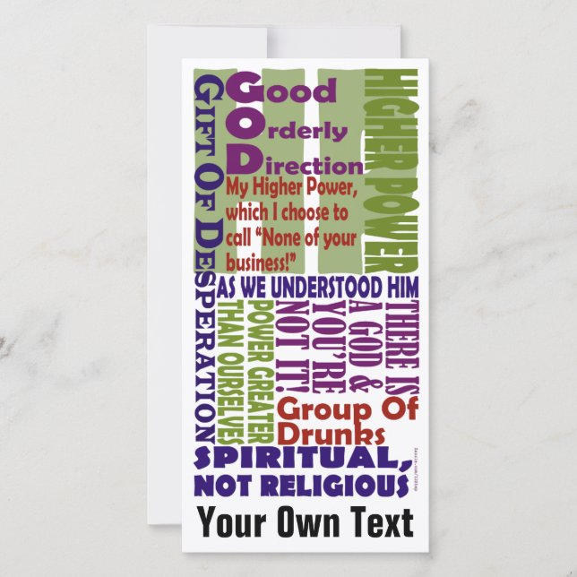 12-Step Higher Power Slogans Thank You Card (Front)