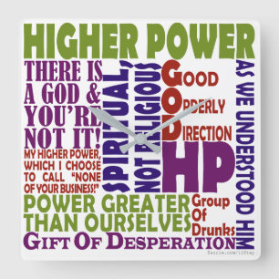 12 Step Higher Power Square Wall Clock