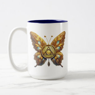 12 Step Program Sober Prayer Butterfly Coin Mug