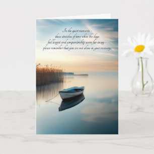 12 Step Recovery Boat on a Still Calm Lake Card