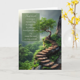 12 Step Recovery Cliff Stairs and Lush Rain Forest Card