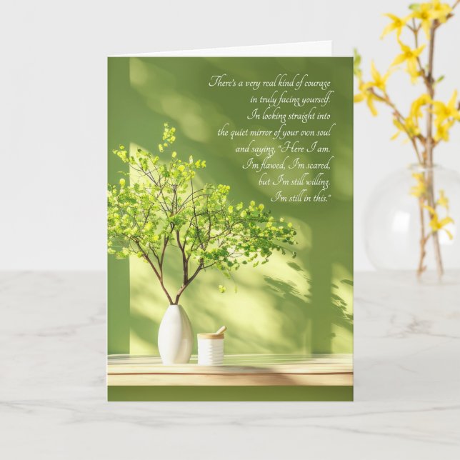 12 Step Recovery Shades of Green Window Light Card (Yellow Flower)