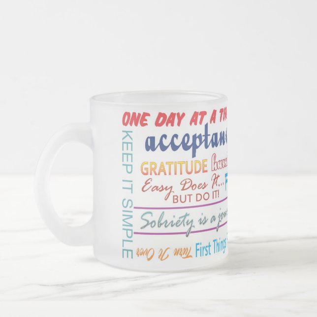 12 step recovery slogans mug (Left)