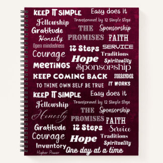 12 Step Recovery Words & Slogans Notebook