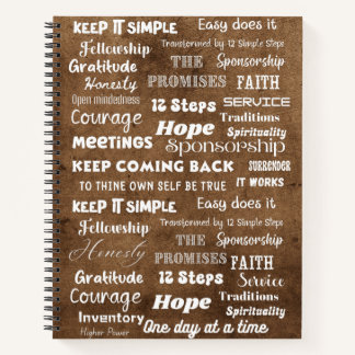 12 Step Recovery Words & Slogans Notebook