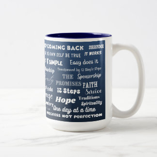 12 Step Recovery Words & Slogans Two-Tone Coffee Mug