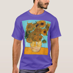 12 SUNFLOWERS in VASE SHIRT Floral Bouquet Van Gog