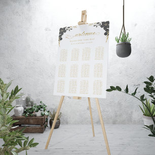 12 Table Elegant White Wedding Seating Chart Board