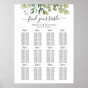12 Table Large Wedding Guest Seating Chart