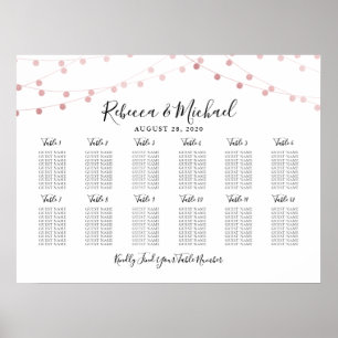 12 Table Rose Gold String Lights Seating Chart