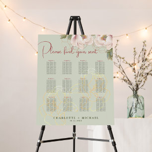 12 Table Sage & Blush Floral Wedding Seating Chart