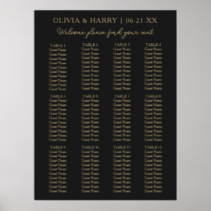 12 Table Simple Minimalist Wedding Seating Chart