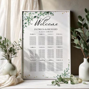 12 Tables Greenery Wedding Seating Chart