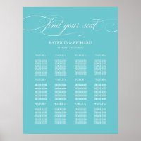 12 Tables Purist Blue Wedding Seating Plan Board