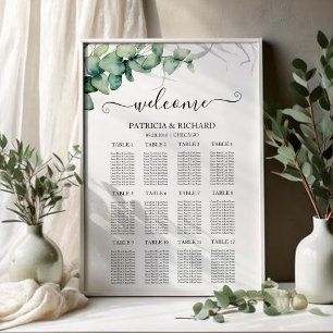 12 Tables Rustic Greenery Wedding Seating Chart
